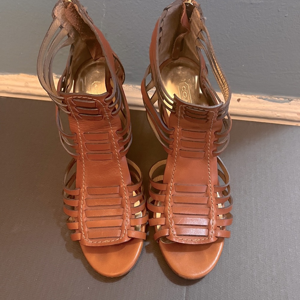 Coach brown strapped heels